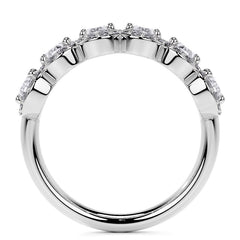 6-Stone 5x3mm Oval Moissanite Halo Anniversary Ring