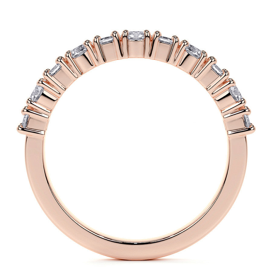 11-Stone Round and Emerald Moissanite Anniversary Band