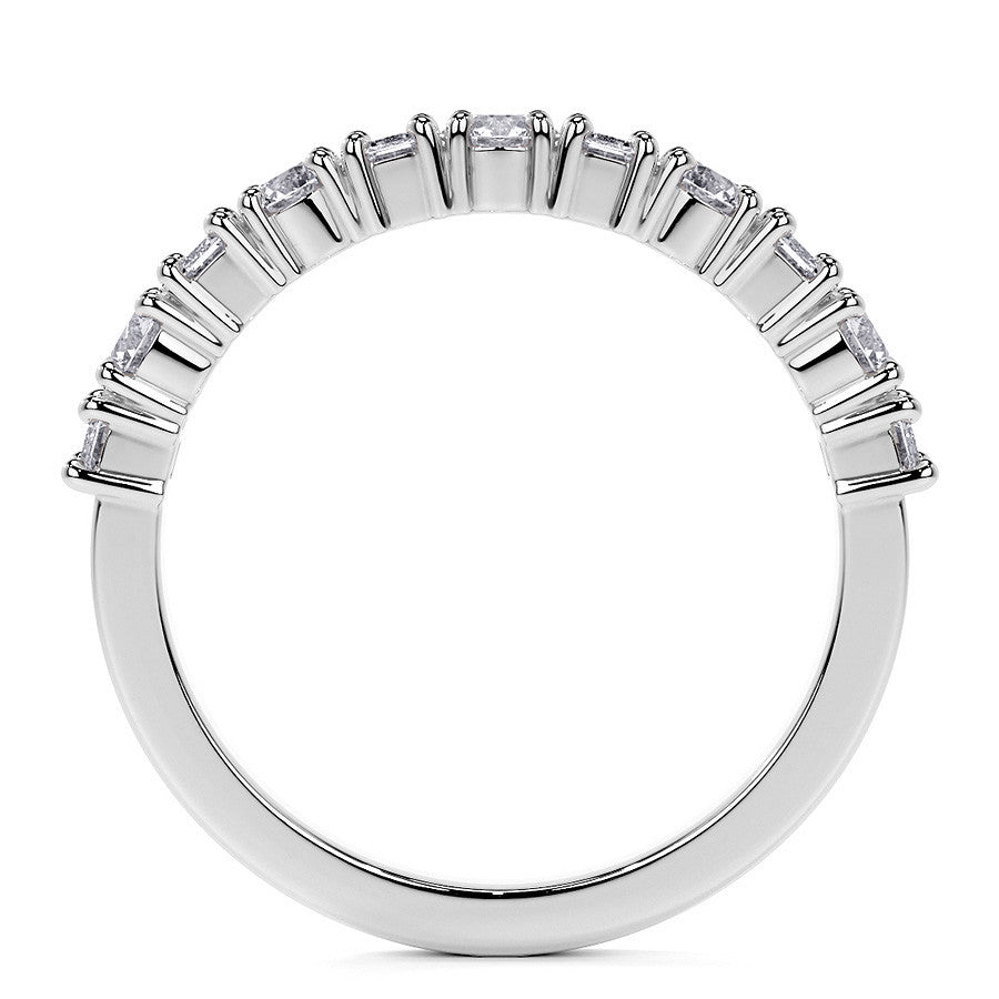 11-Stone Round and Emerald Moissanite Anniversary Band