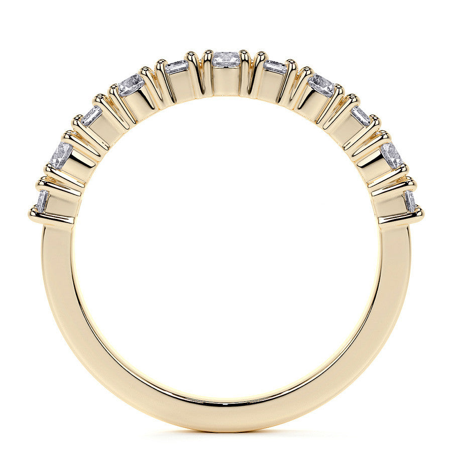 11-Stone Round and Emerald Moissanite Anniversary Band