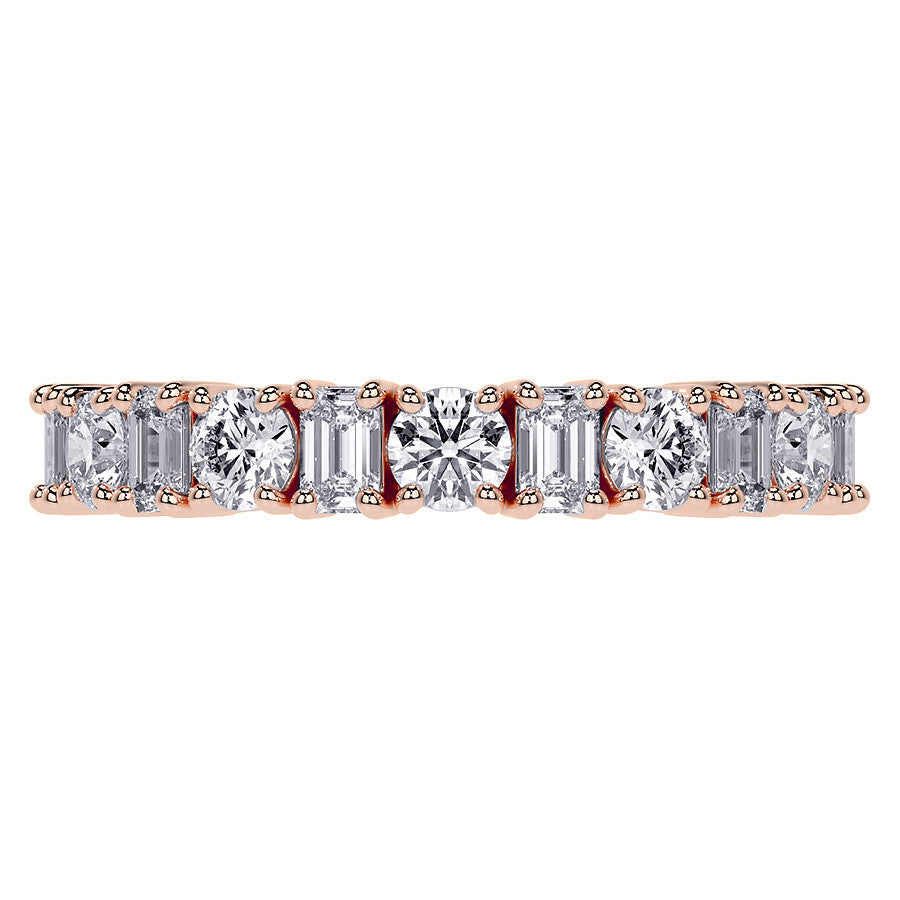 11-Stone Round and Emerald Moissanite Anniversary Band