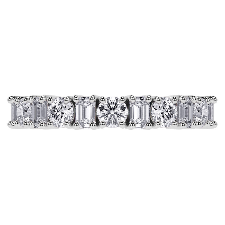 11-Stone Round and Emerald Moissanite Anniversary Band