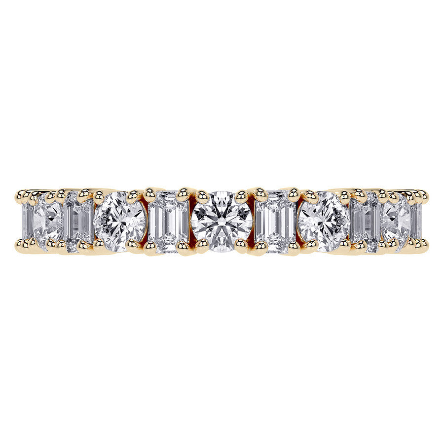 11-Stone Round and Emerald Moissanite Anniversary Band