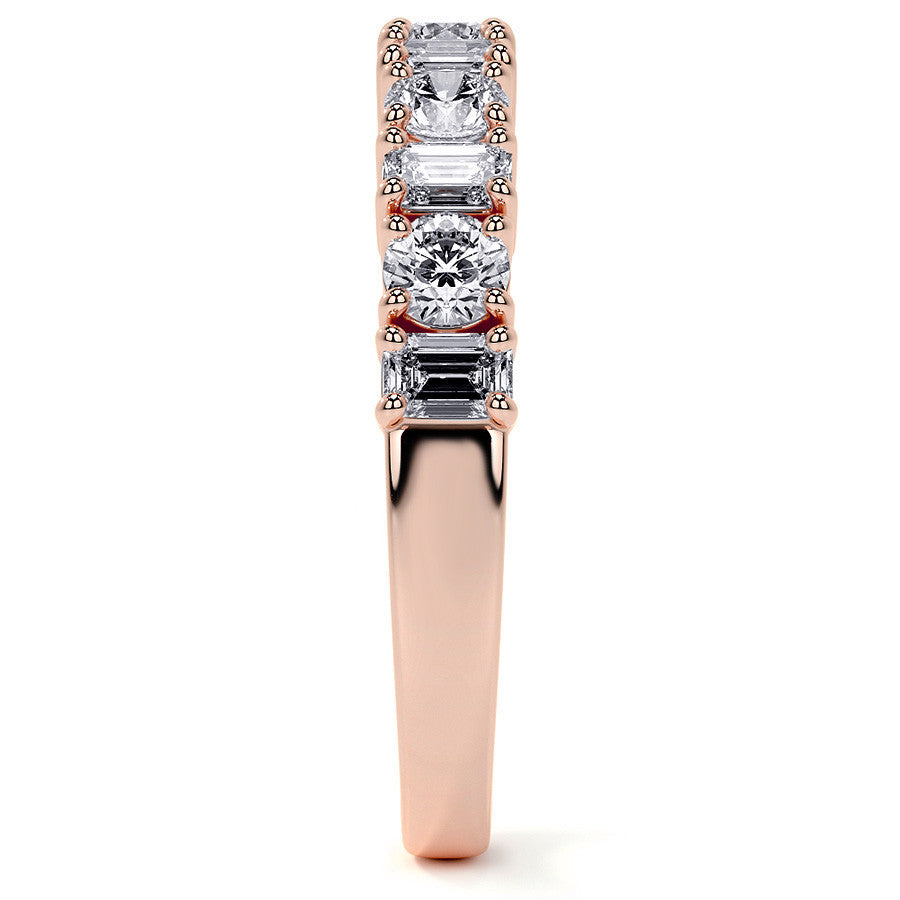 11-Stone Round and Emerald Moissanite Anniversary Band