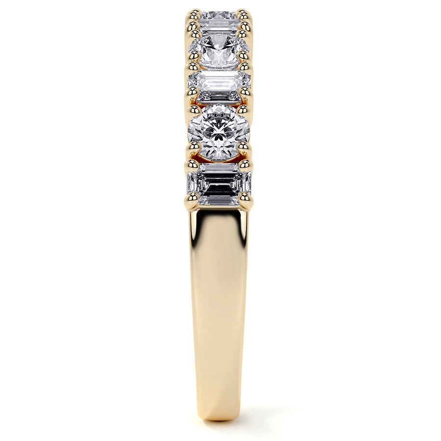 11-Stone Round and Emerald Moissanite Anniversary Band