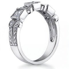 3mm Princess cut Moissanite Milgrain Moissanite Anniversary Ring