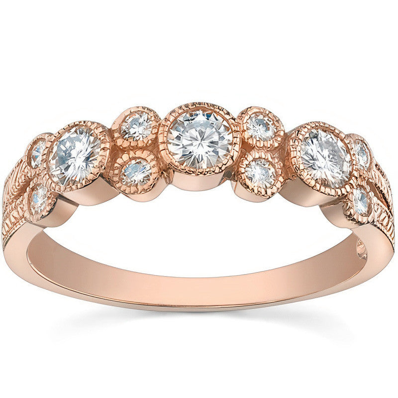 Round Brilliant Moissanite Milgrain Moissanite Anniversary Ring