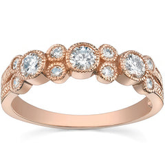 Round Brilliant Moissanite Milgrain Moissanite Anniversary Ring