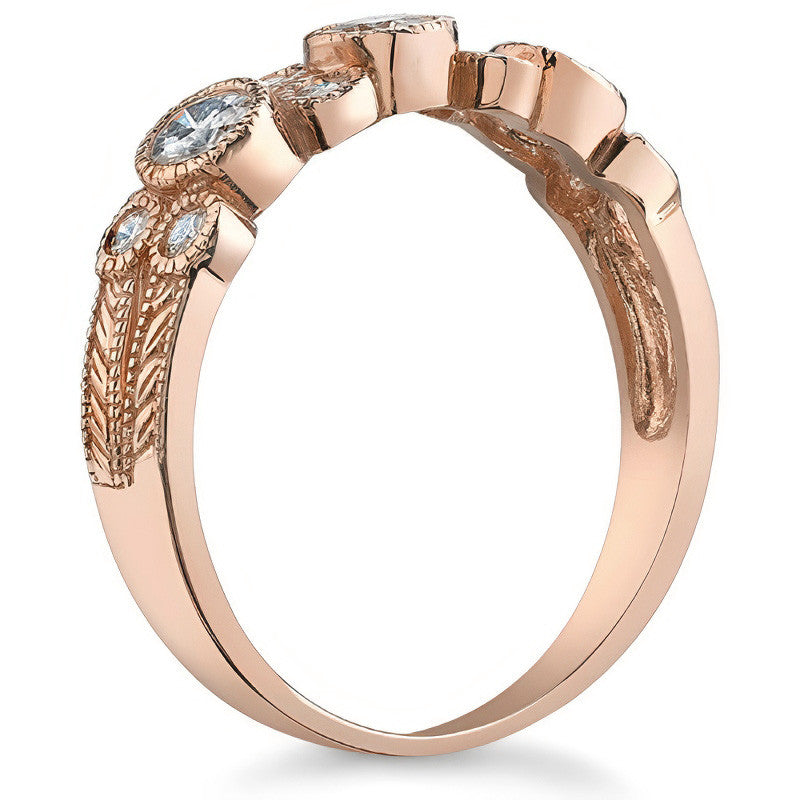 Round Brilliant Moissanite Milgrain Moissanite Anniversary Ring