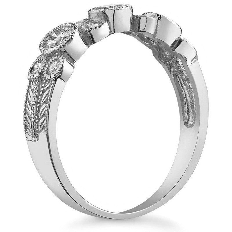 Round Brilliant Moissanite Milgrain Moissanite Anniversary Ring