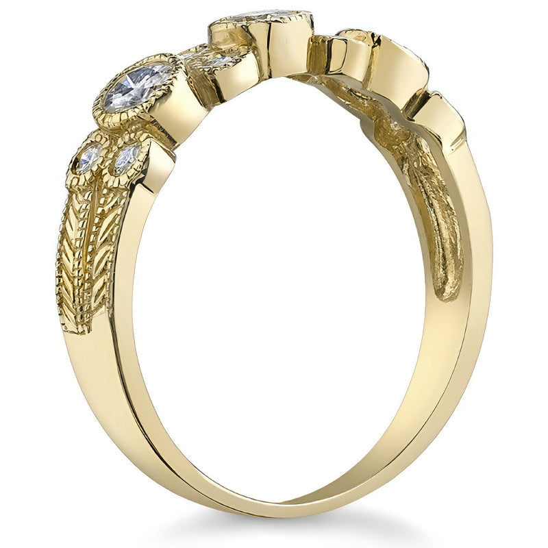 Round Brilliant Moissanite Milgrain Moissanite Anniversary Ring