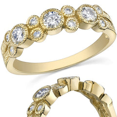Round Brilliant Moissanite Milgrain Moissanite Anniversary Ring