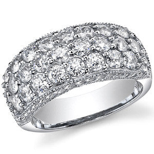Round Brilliant Moissanite Antique Pave Ring with Milgrain Accents