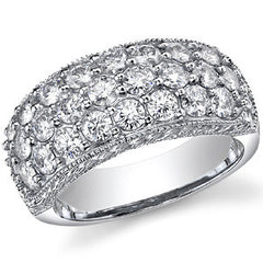 Round Brilliant Moissanite Antique Pave Ring with Milgrain Accents