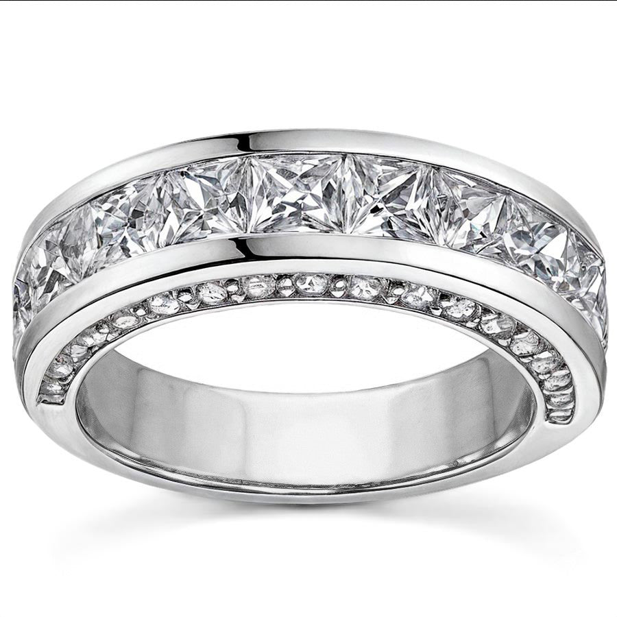 Princess & Round Brilliant Moissanite Anniversary Ring (3.7ct)