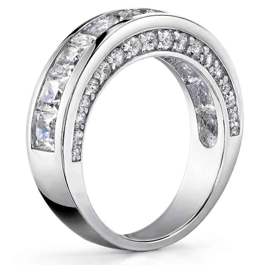 Princess & Round Brilliant Moissanite Anniversary Ring (3.7ct)