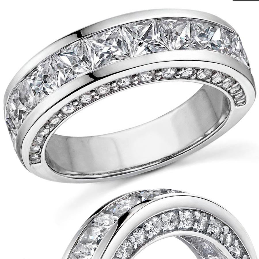 Princess & Round Brilliant Moissanite Anniversary Ring (3.7ct)
