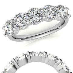 5-Stone Round Brilliant Moissanite Shared-Prong Ring 5mm 2.5ct