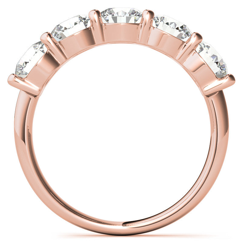 5-Stone Round Brilliant Moissanite Shared-Prong Ring 5mm 2.5ct