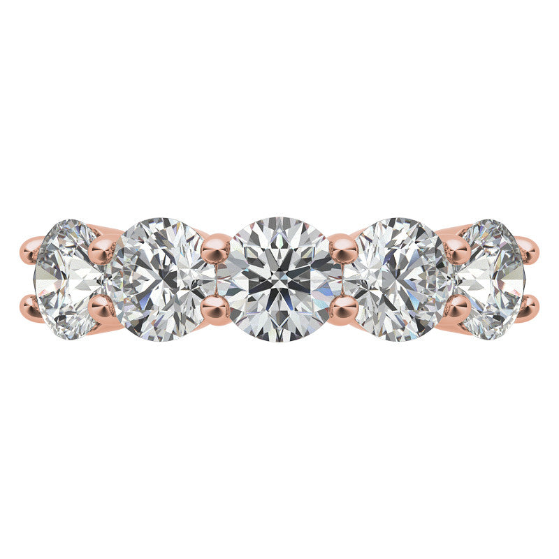 5-Stone Round Brilliant Moissanite Shared-Prong Ring 5mm 2.5ct