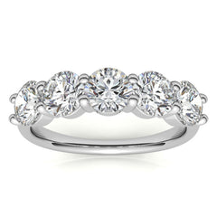 5-Stone Round Brilliant Moissanite Shared-Prong Ring 5mm 2.5ct