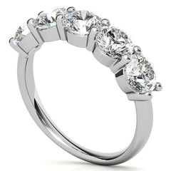 5-Stone Round Brilliant Moissanite Shared-Prong Ring 5mm 2.5ct