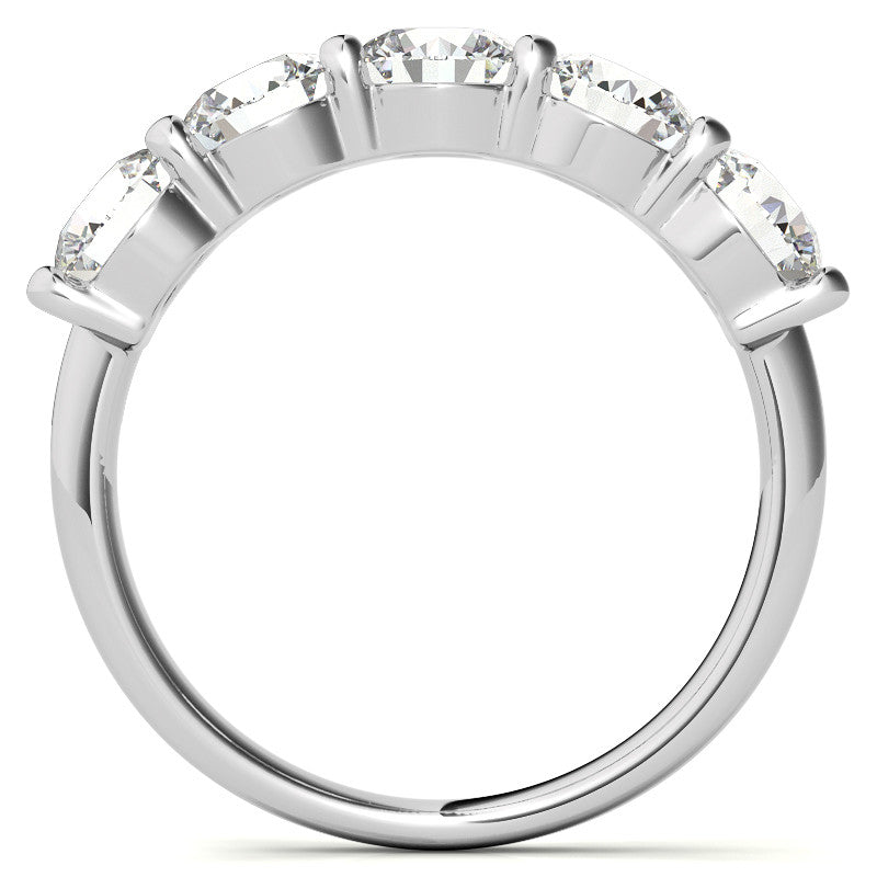 5-Stone Round Brilliant Moissanite Shared-Prong Ring 5mm 2.5ct