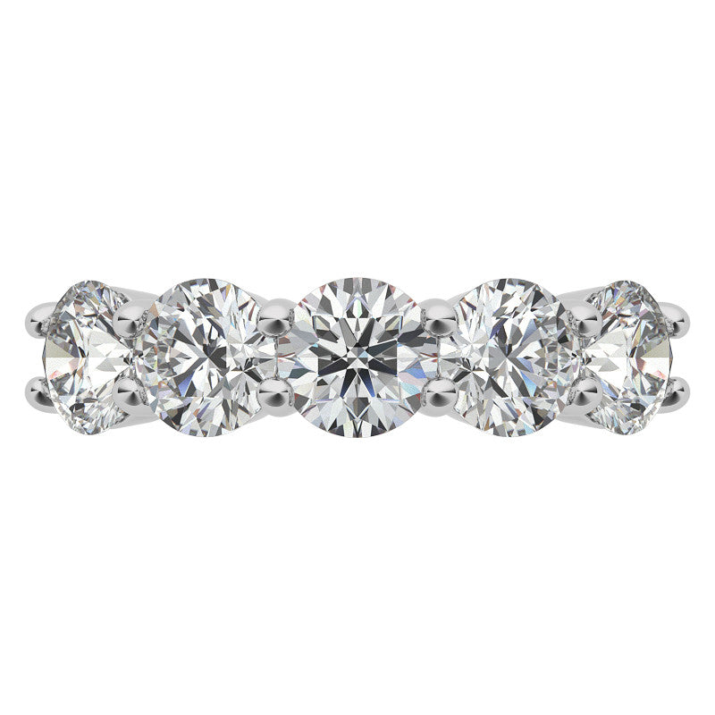5-Stone Round Brilliant Moissanite Shared-Prong Ring 5mm 2.5ct