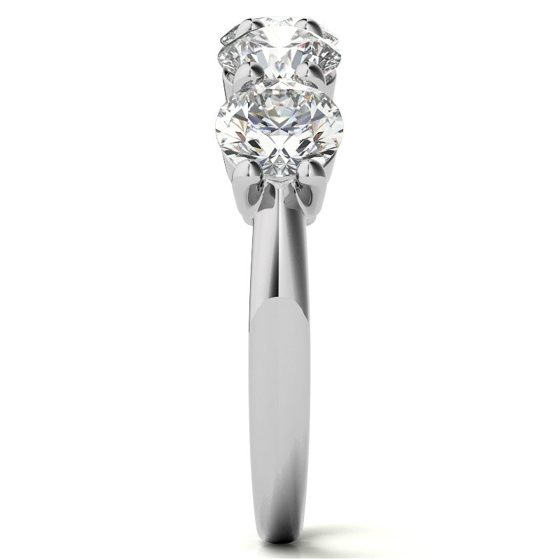 5-Stone Round Brilliant Moissanite Shared-Prong Ring 5mm 2.5ct