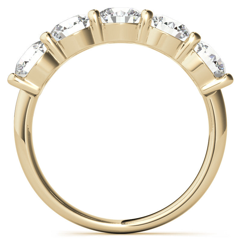 5-Stone Round Brilliant Moissanite Shared-Prong Ring 5mm 2.5ct