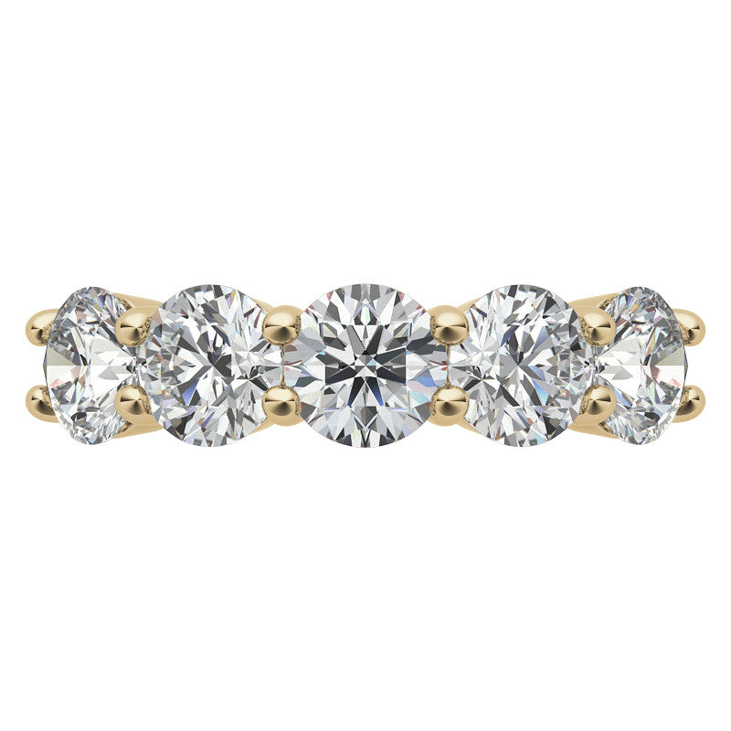 5-Stone Round Brilliant Moissanite Shared-Prong Ring 5mm 2.5ct