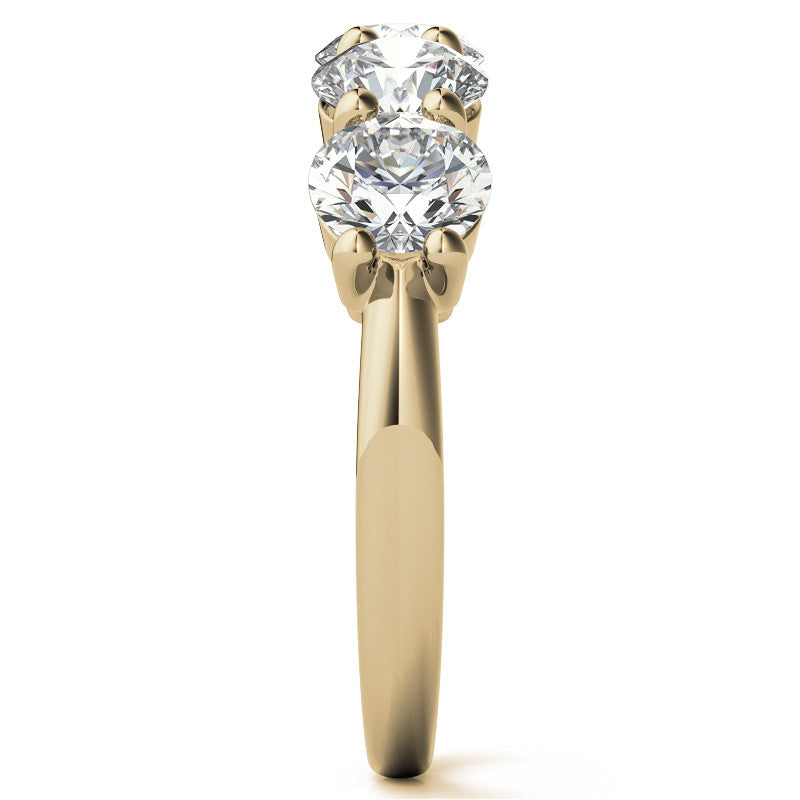 5-Stone Round Brilliant Moissanite Shared-Prong Ring 5mm 2.5ct