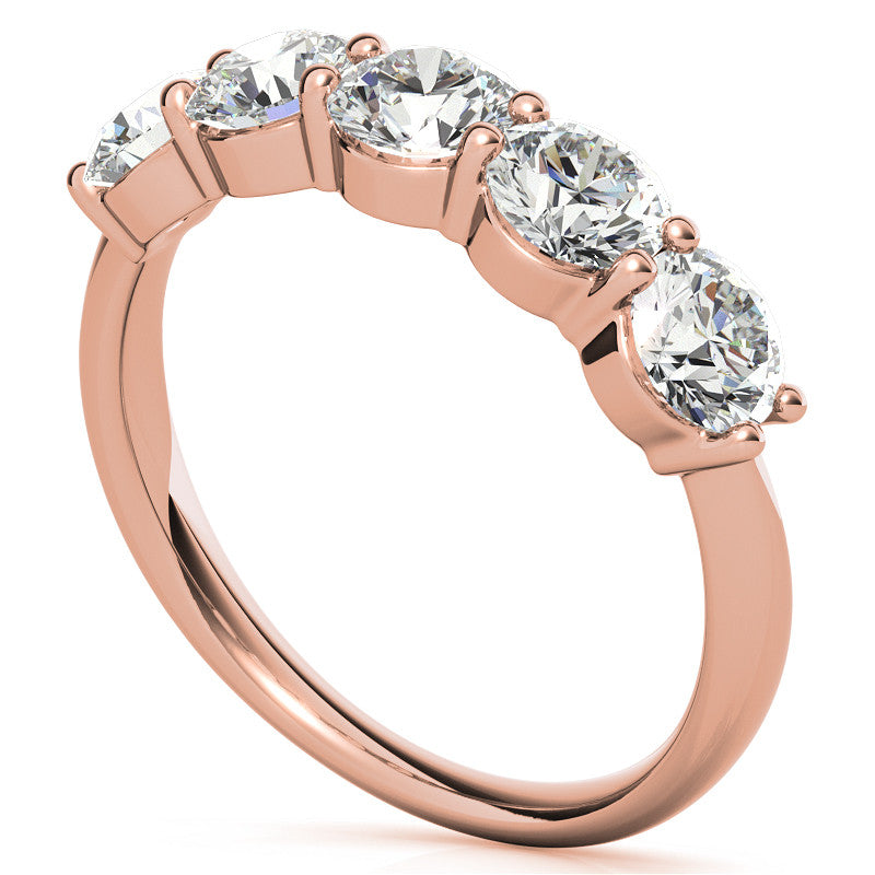 5-Stone Round Brilliant Moissanite Shared-Prong Ring 4.5mm 1.65ct