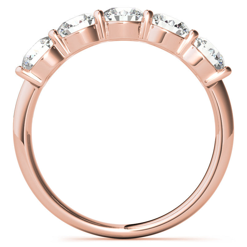 5-Stone Round Brilliant Moissanite Shared-Prong Ring 4.5mm 1.65ct