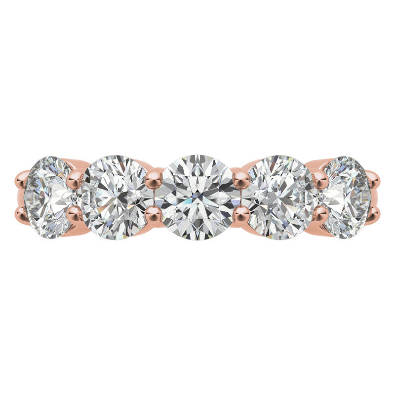 5-Stone Round Brilliant Moissanite Shared-Prong Ring 4.5mm 1.65ct