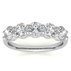 5-Stone Round Brilliant Moissanite Shared-Prong Ring 4.5mm 1.65ct