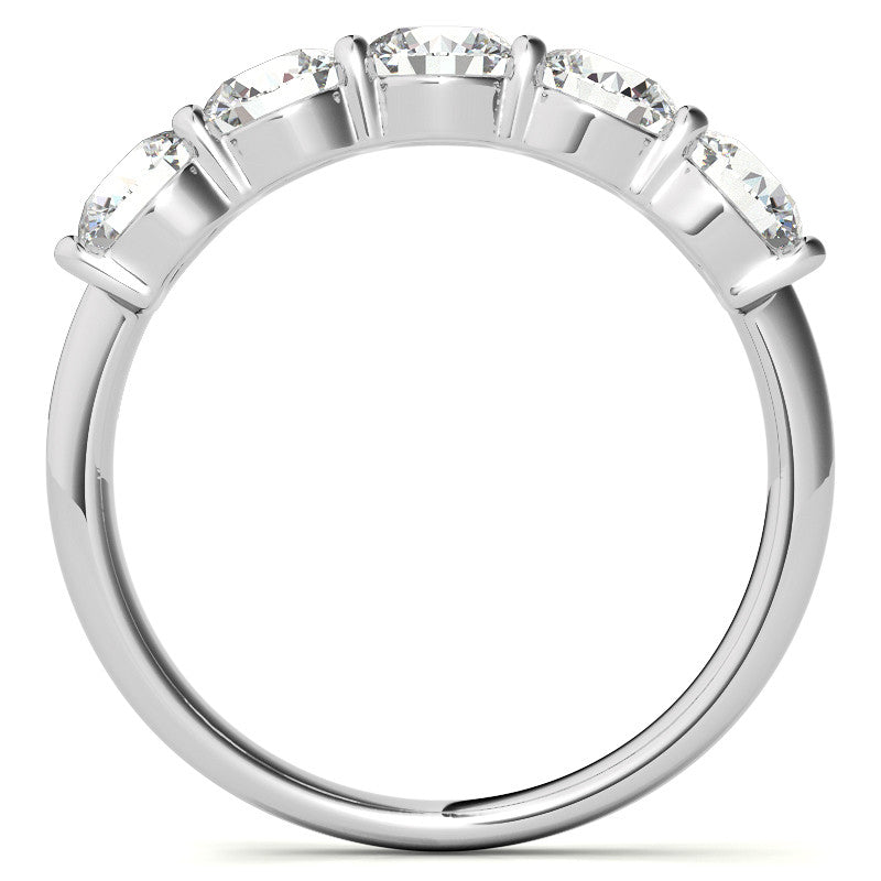 5-Stone Round Brilliant Moissanite Shared-Prong Ring 4.5mm 1.65ct