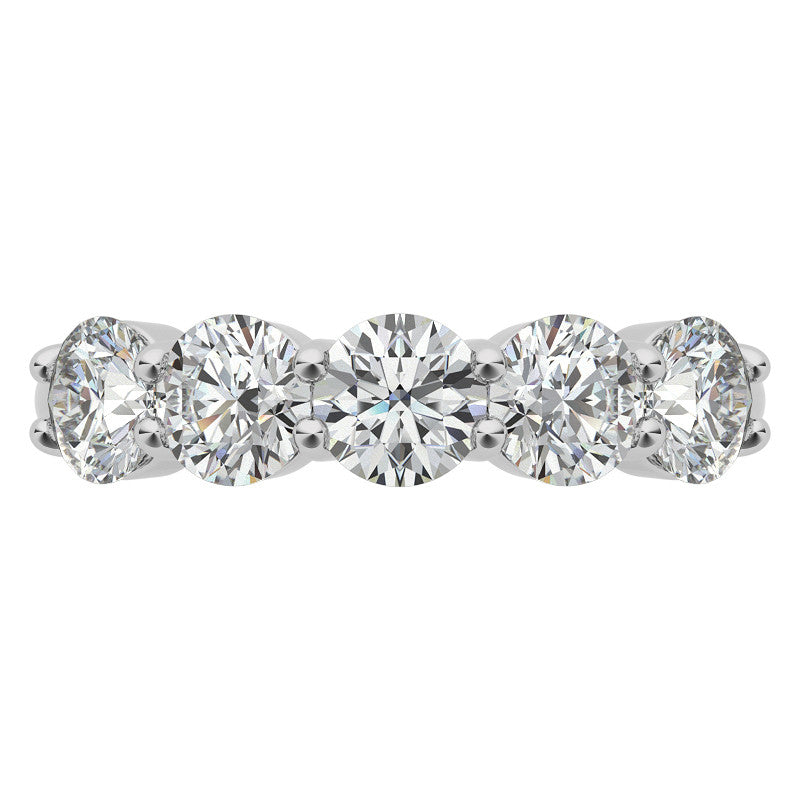 5-Stone Round Brilliant Moissanite Shared-Prong Ring 4.5mm 1.65ct