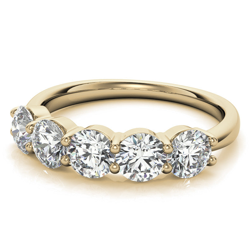 5-Stone Round Brilliant Moissanite Shared-Prong Ring 4.5mm 1.65ct