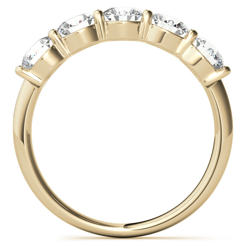 5-Stone Round Brilliant Moissanite Shared-Prong Ring 4.5mm 1.65ct