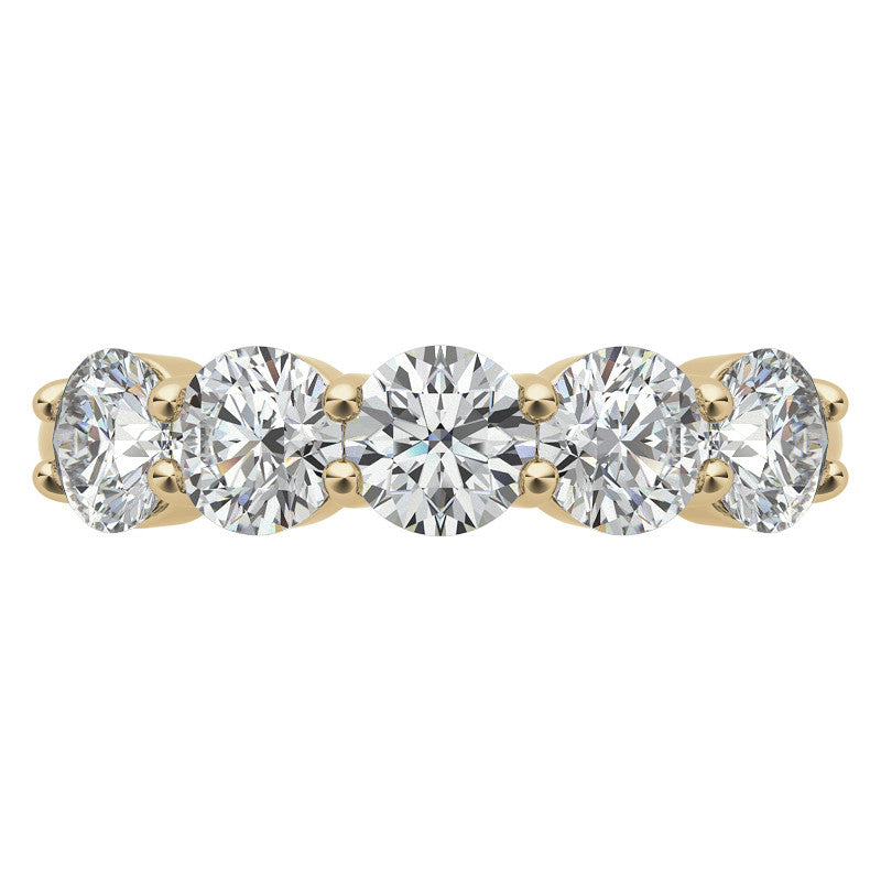 5-Stone Round Brilliant Moissanite Shared-Prong Ring 4.5mm 1.65ct
