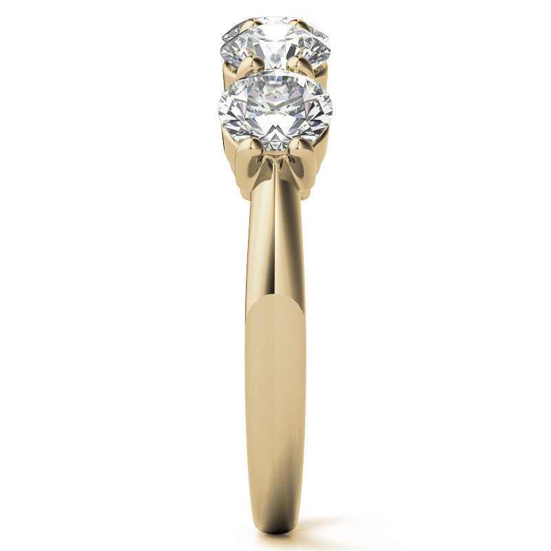 5-Stone Round Brilliant Moissanite Shared-Prong Ring 4.5mm 1.65ct