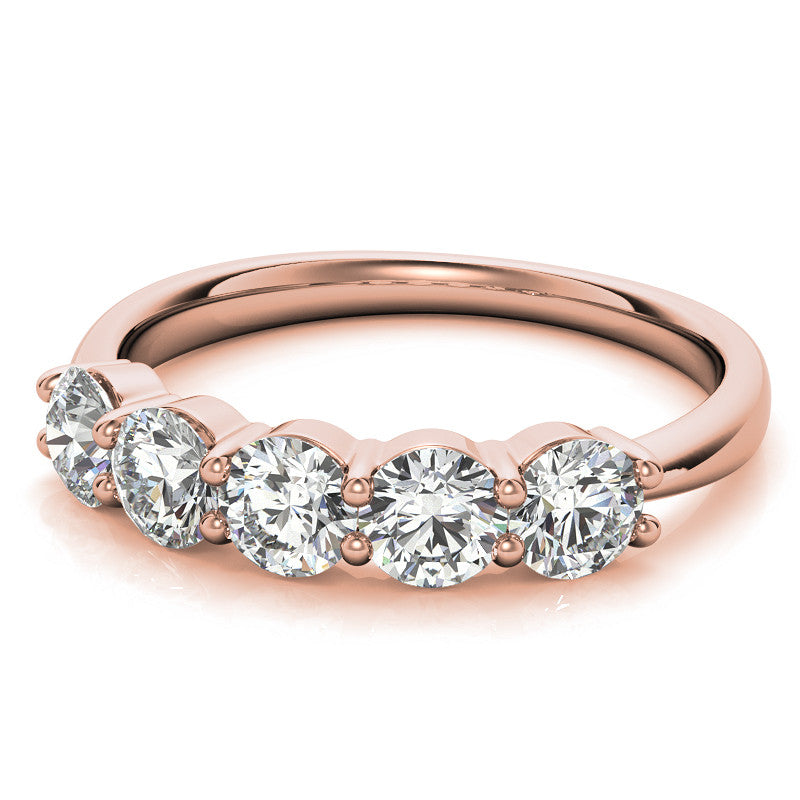 5-Stone Round Brilliant Moissanite Shared-Prong Ring 4mm 1.25ct