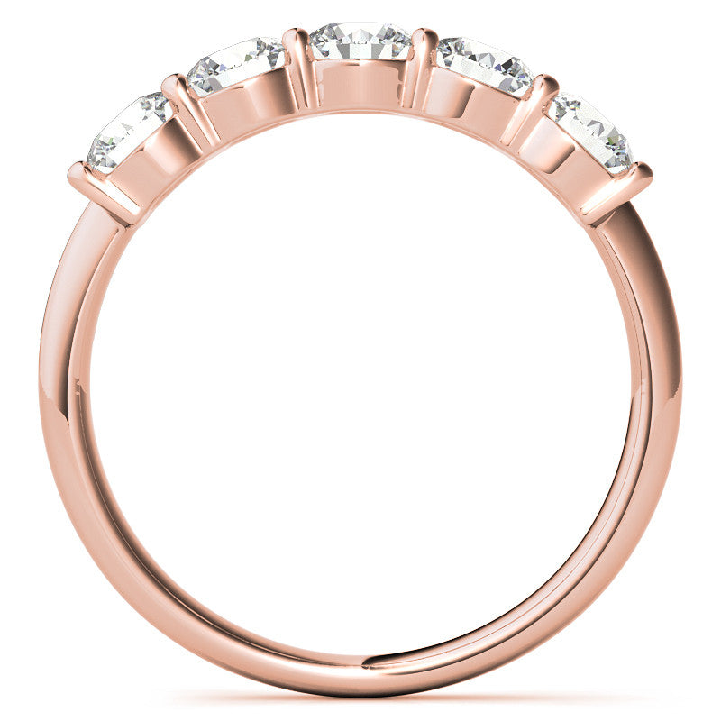 5-Stone Round Brilliant Moissanite Shared-Prong Ring 4mm 1.25ct