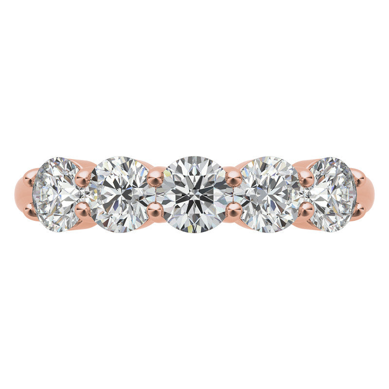 5-Stone Round Brilliant Moissanite Shared-Prong Ring 4mm 1.25ct