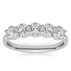 5-Stone Round Brilliant Moissanite Shared-Prong Ring 4mm 1.25ct