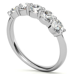 5-Stone Round Brilliant Moissanite Shared-Prong Ring 4mm 1.25ct