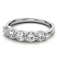 5-Stone Round Brilliant Moissanite Shared-Prong Ring 4mm 1.25ct