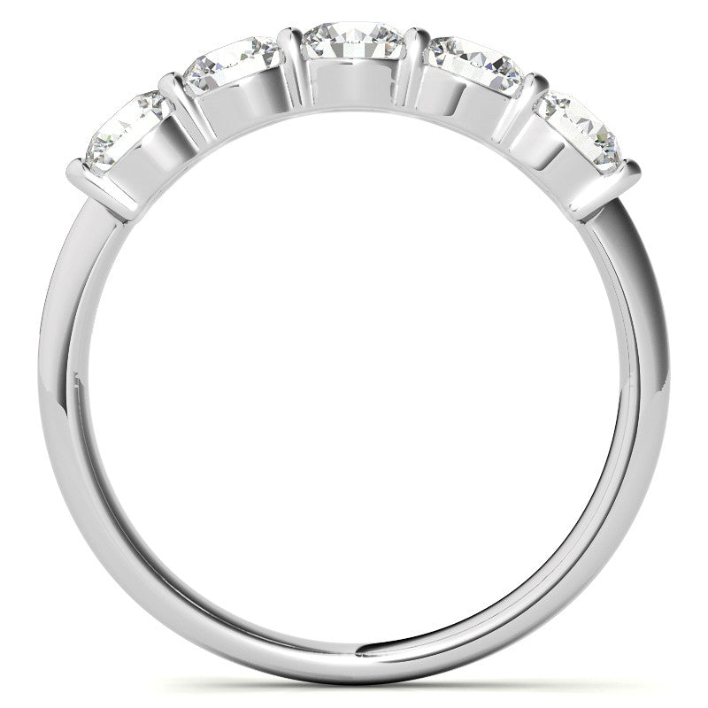 5-Stone Round Brilliant Moissanite Shared-Prong Ring 4mm 1.25ct