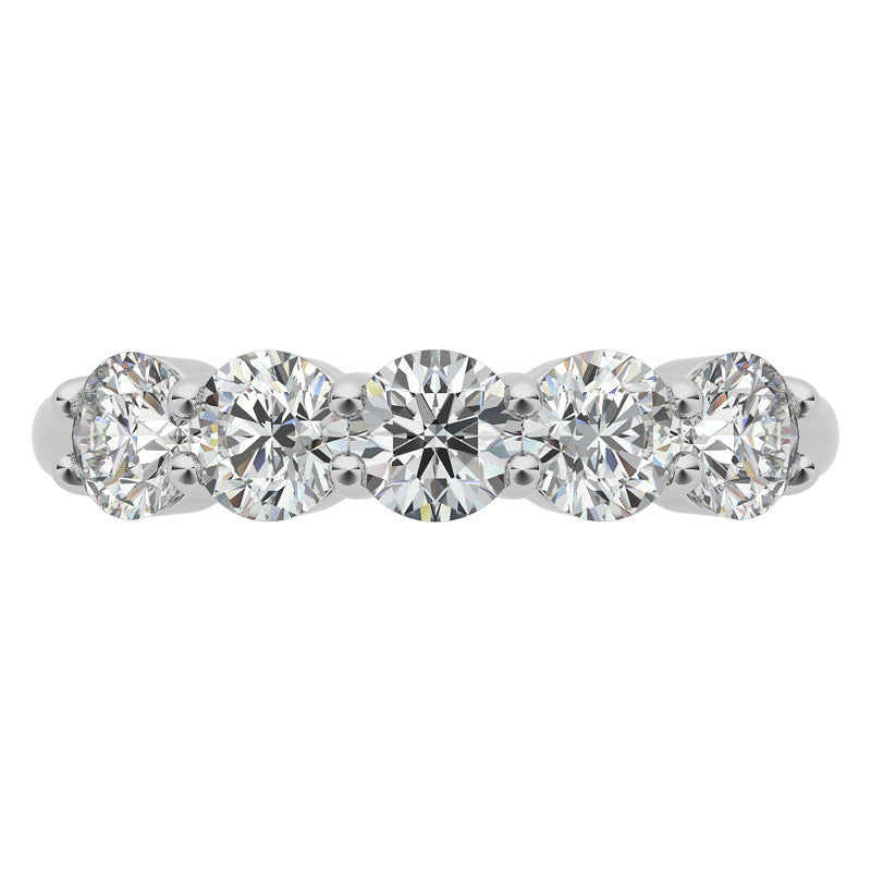 5-Stone Round Brilliant Moissanite Shared-Prong Ring 4mm 1.25ct